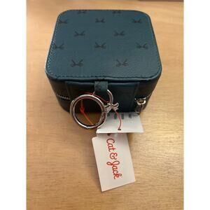 New Cat & Jack Girl’s Bow Print Green Square Zip Jewelry Organizer Storage Case